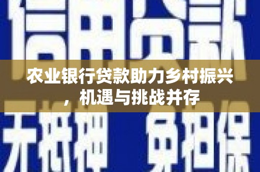 格尔木农业银行贷款助力乡村振兴，机遇与挑战并存
